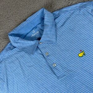 Masters Tech Polo Men XL Performance Blue White Stripe Augusta National Golf